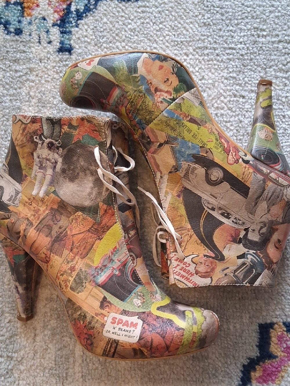 Dogo Retro Vintage Art Lace-Up Ankle Boots, Size 41 (10) - Picture 2 of 9